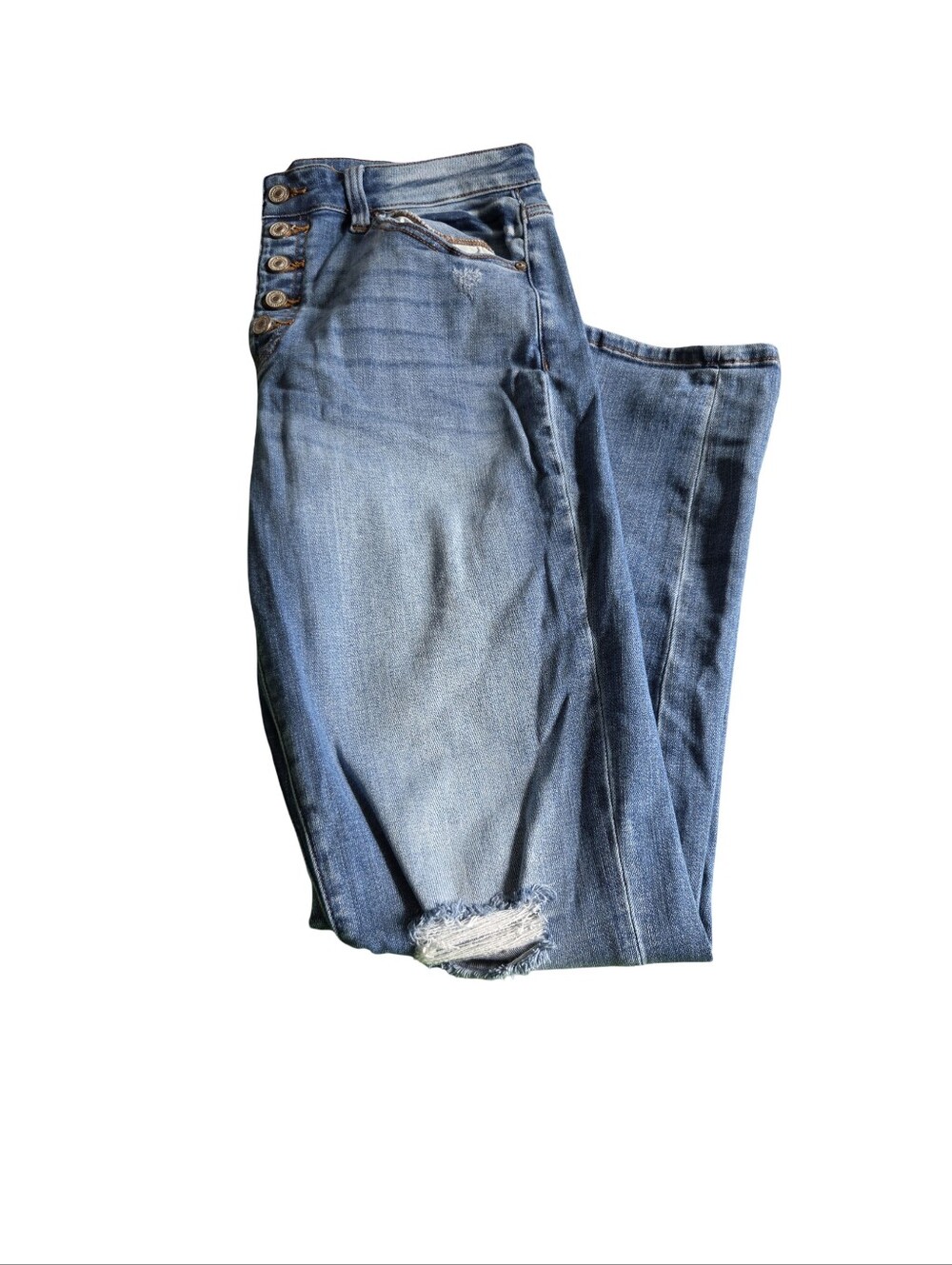 Kancan Jeans Slim Straight Cigarette Fit Button Fly Denim Distressed Size 33